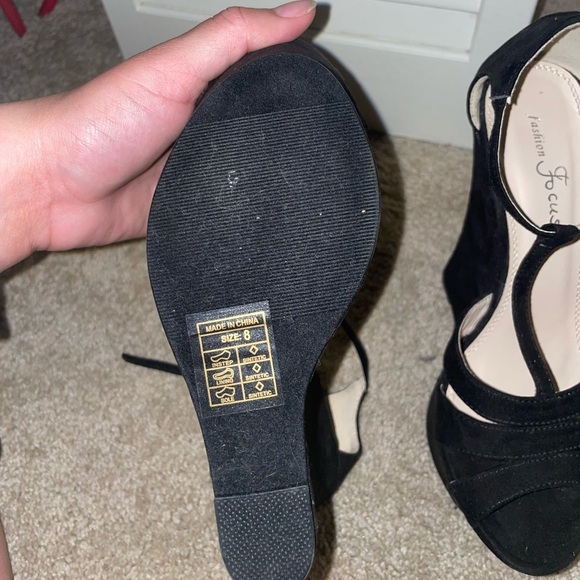 Fashion Focus Black Wedges with ankle strap NWOT - Picture 3 of 9